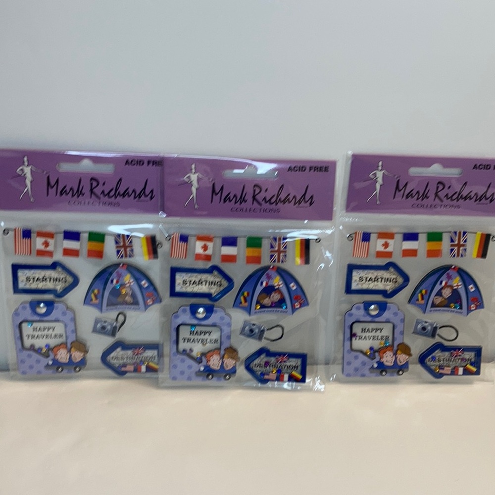 Mark Richards Scrapbook Stickers Card Making Travel Flags Tent Paper Crafts